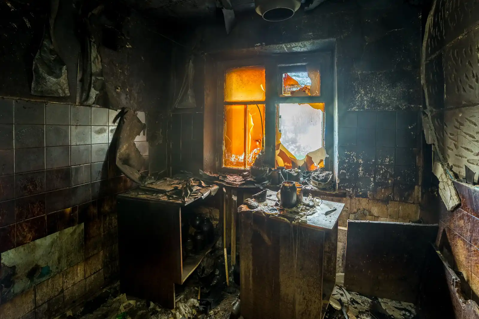 Fire damage restoration crew responding to a house fire in Denton, TX